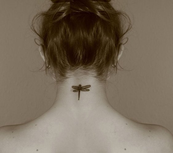 The Neck Dragonfly Tattoo