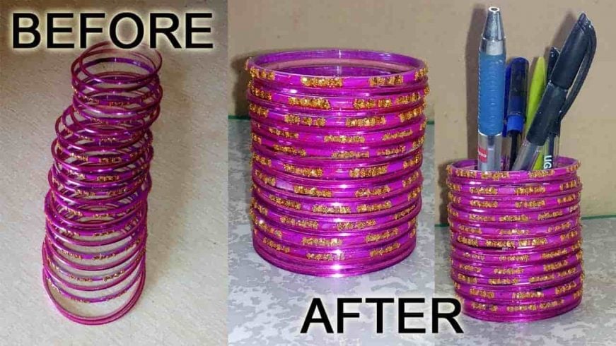 DIY Pen Stand Using Old Bangles