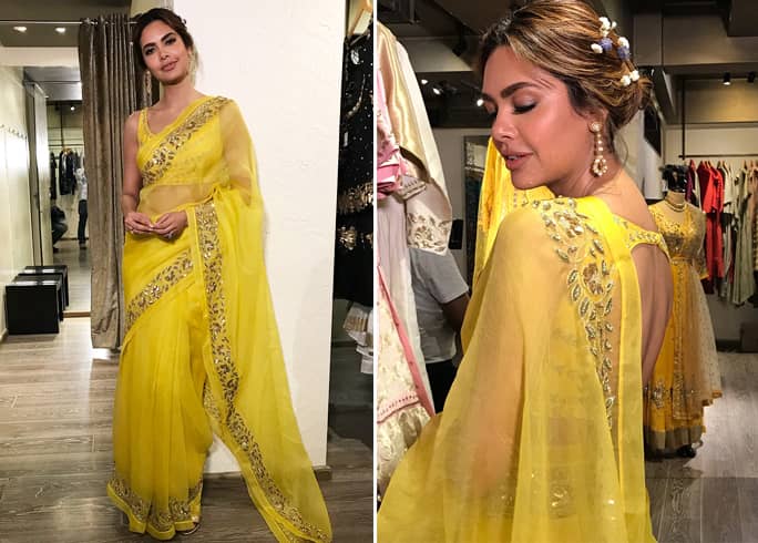 Esha Gupta in yellow saree