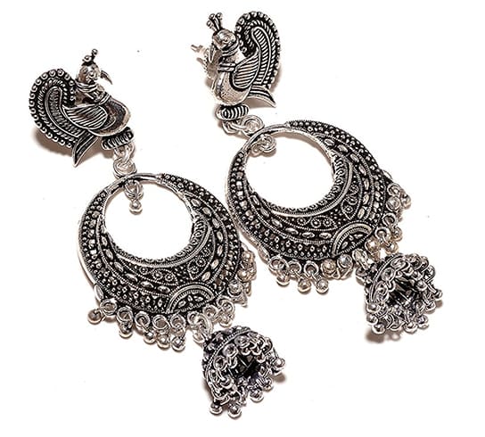 Oxidized Peacock Earrings