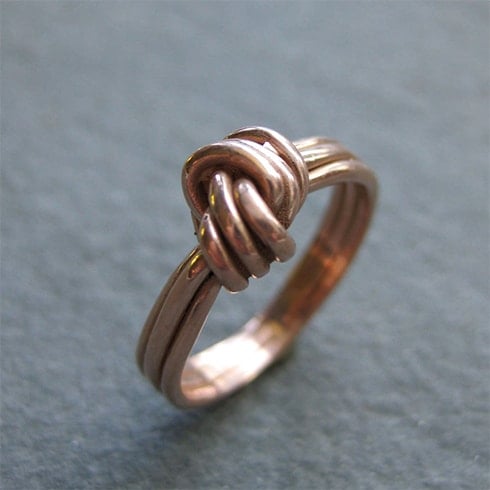 Rose gold knot engagement ring
