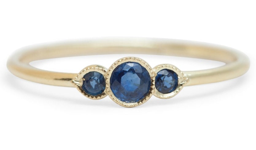 Three Pronged Sapphire Ring