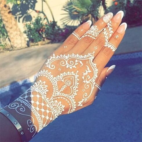 Traditional White Mehndi Design