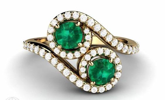 2 Stone Emerald Ring