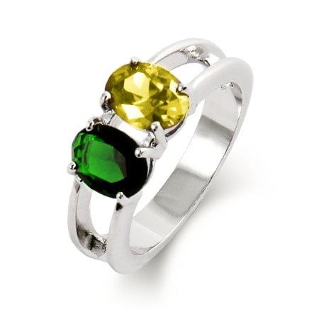 2 Stone Oval Cut Custom Birthstone Ring