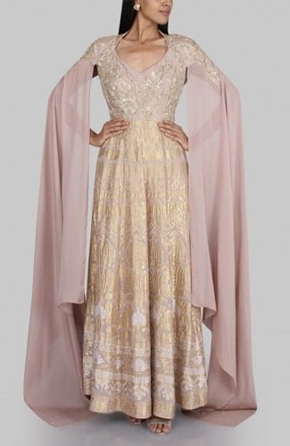 Anarkali With Floor-Length Cape Sleeves