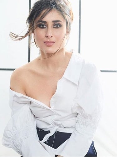 Kareena Kapoor in a white button-down shirt