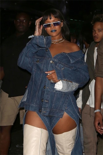Rihanna half and half dress fashion
