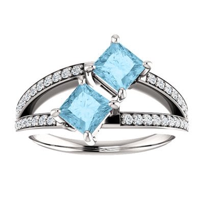 Aquamarine Diamond Ring