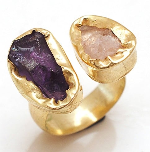 Multicolored 2 Stone Ring