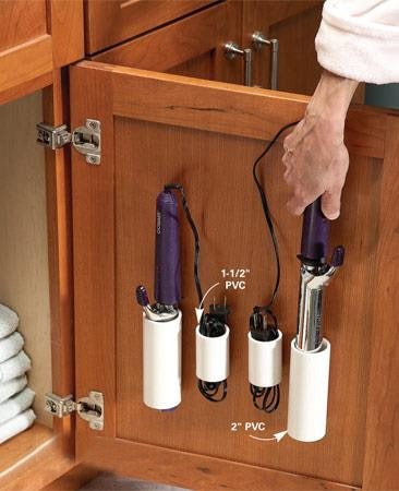 PVC Pipes Curling Irons Storage