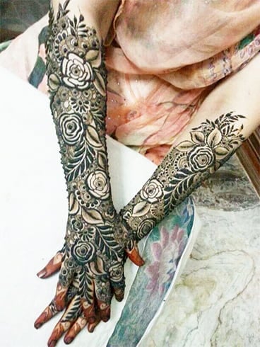 Rose Mehndi Designs For Bride