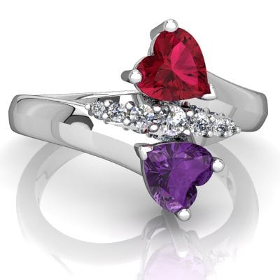 Two Heart Shape Stone Ring