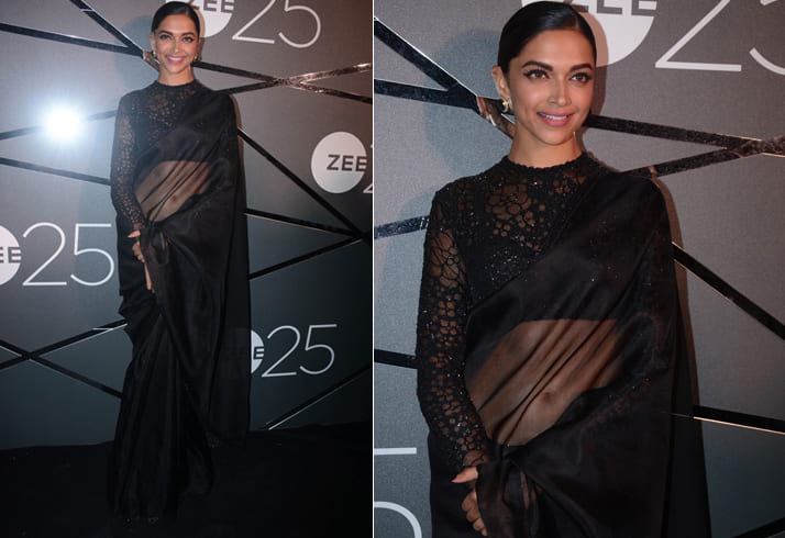 Deepika Padukone In Black Saree