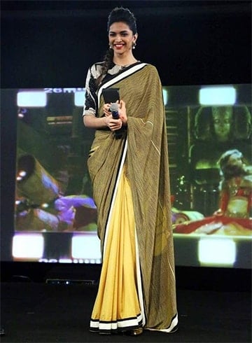 Deepika Padukone Mehendi green saree