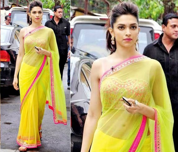 Deepika Padukone in yellow saree