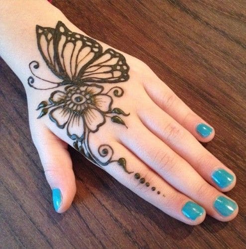 Butterfly Back Hand Mehndi Fashion