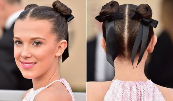 Space buns with braids
