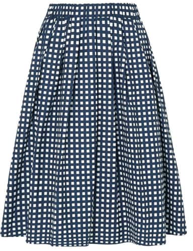 blue and white checks stripes Drindl skirt