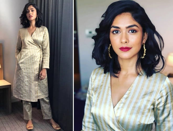 Mrunal Thakur in Raw Mango Dress