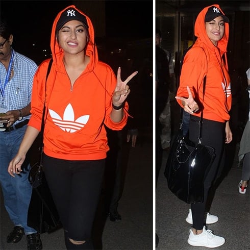 Sonakshi Sinha in Adidas hoodie