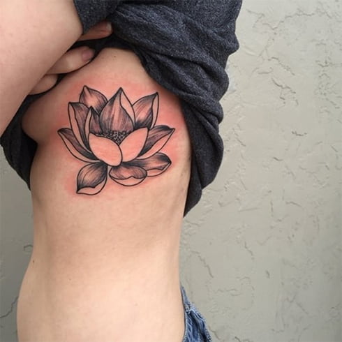 Lotus Tattoo On Rib