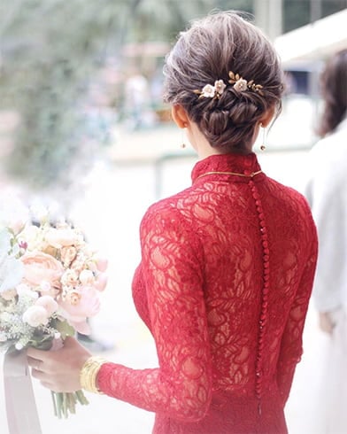 Bun with Floral Pin