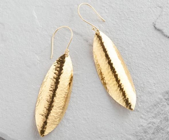 Curved Leaf Dangle Earrings