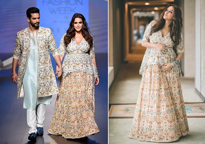 Neha Dhupia Walks with Baby Bump