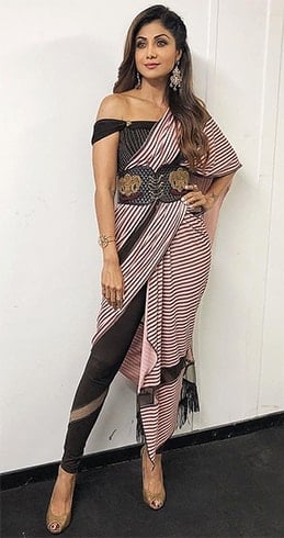 Shilpa Shetty indo-western sari