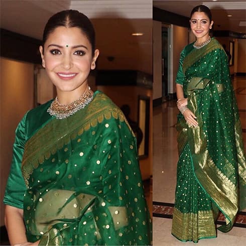 Anushka Sharma Green Saree