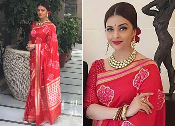 Aishwarya Rai Bachchan Red Sari