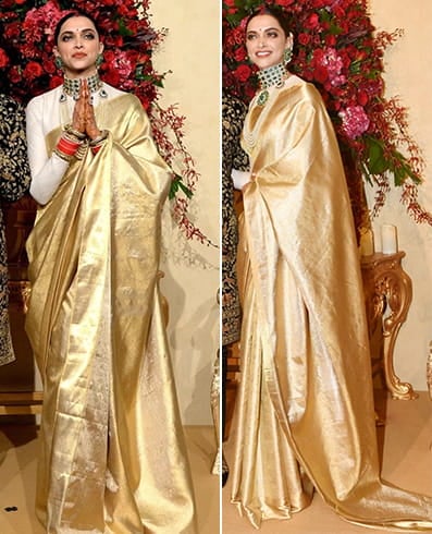 Deepika Padukone in Sabyasachi Gold Sari