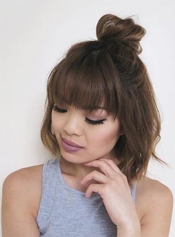 Feathered Bangs With Bun