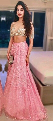 Janhvi Kapoor in Pink Lehenga