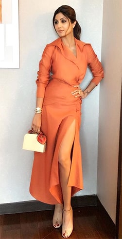 Shilpa Shetty in Orange dress