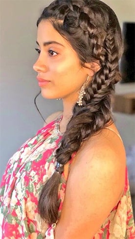 Jhanvi Kapoor Side Fishtail Braid