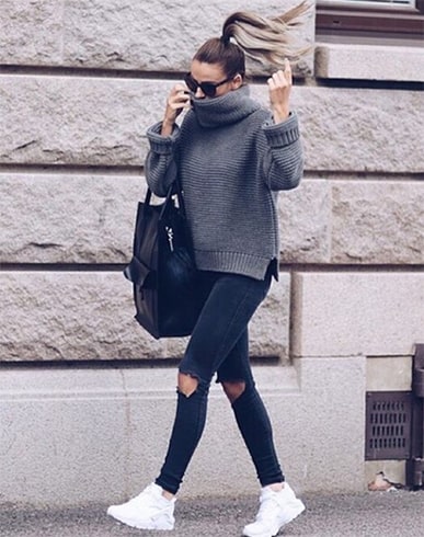 Skinny Pants With Grey Hued Top