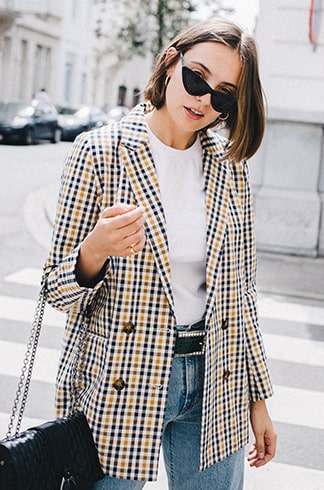 Skinny Pants With Plaid Blazer