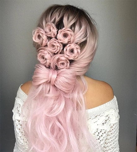 Coiffure Tressée Rose