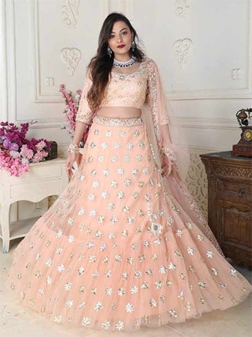 Heavy Gota Embellished Peach Lehenga