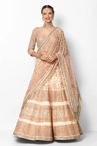 Peach Embroidered Lehenga Choli