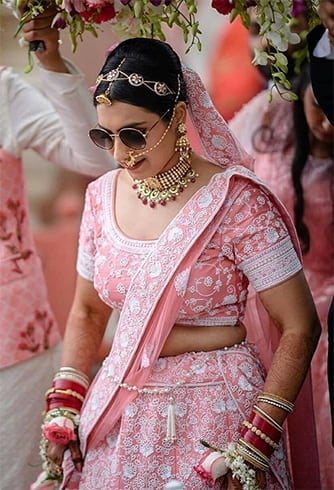 Peach Lehenga with Floral Depictions