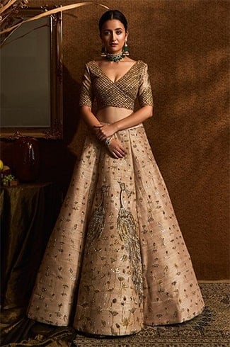 Beige and Gold Lehenga