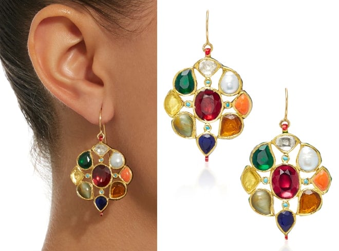 Gold Navaratna Earrings