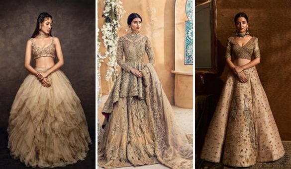 Golden Bridal Lehenga Designs