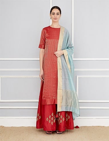 Kurta Set with Draped Dupatta