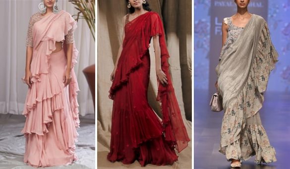 Latest Ruffle Saree Designs