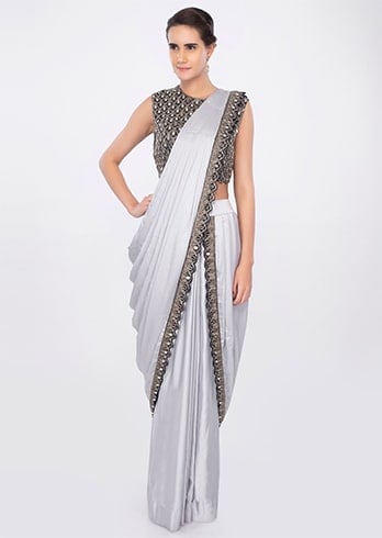 Silver Readymade Saree