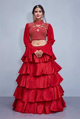 Art Silk Red Lehenga